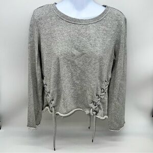 Betsey Johnson Performance Gray Crew Neck Lace-Up Sweatshirt w/Side Laces-Size S